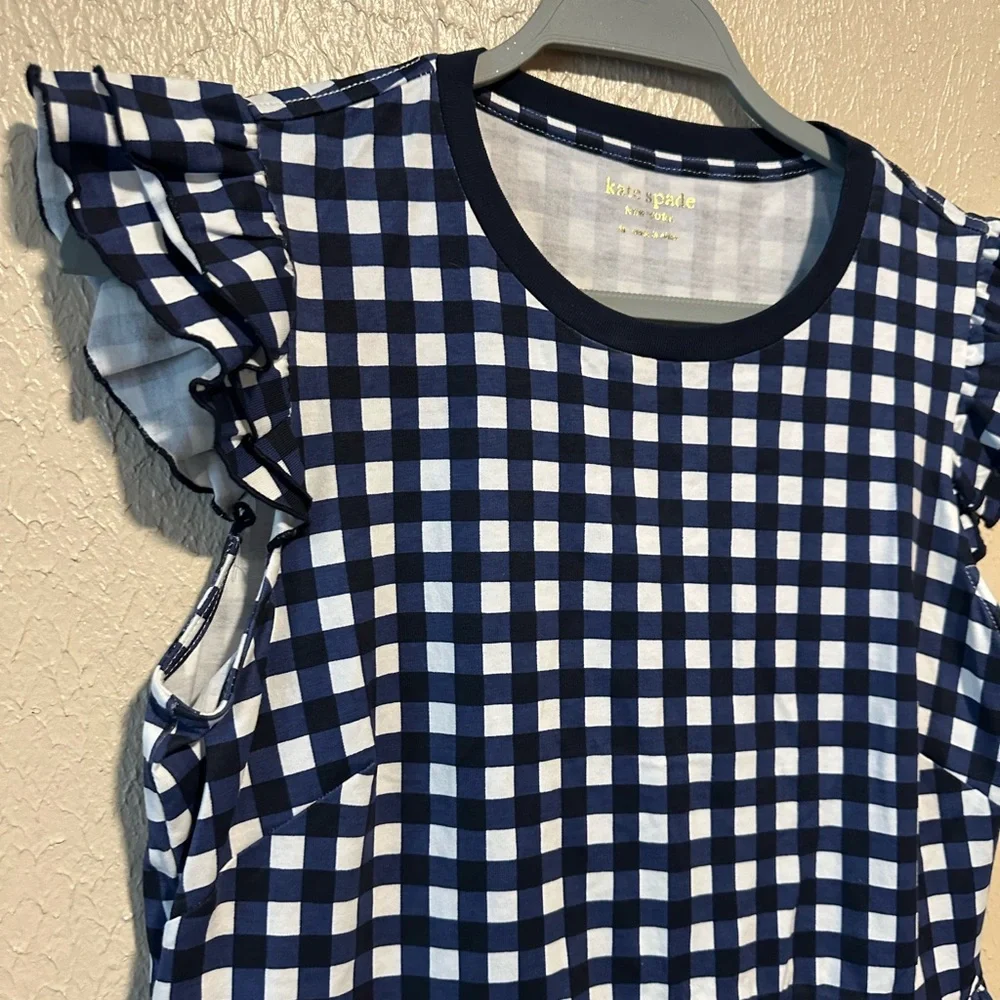 NWOT Kate Spade New York Gingham Print Peplum Top Size‎ Medium